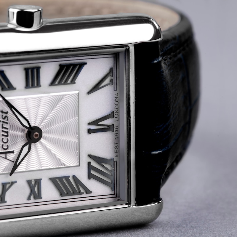 Main Image 8 of Accurist Rectangle Ladies' Black Leather Strap Watch