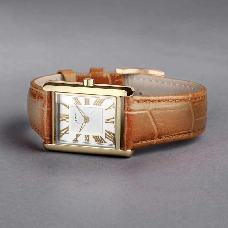 Main Image 6 of Accurist Rectangle Ladies' White Dial Brown Leather Strap Watch