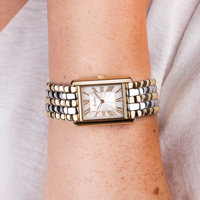 Main Image 7 of Accurist Rectangle Ladies' White Dial Two Tone Bracelet Watch