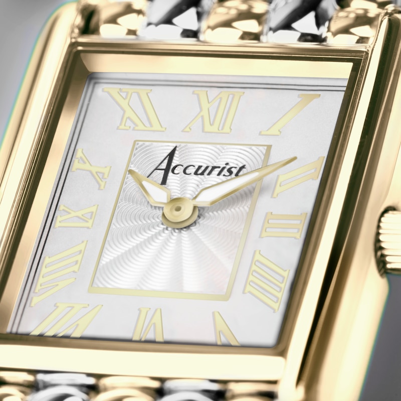 Main Image 8 of Accurist Rectangle Ladies' White Dial Two Tone Bracelet Watch