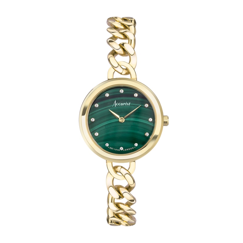 Accurist Jewellery Ladies' Green Malachite Dial & Gold-Tone Bracelet Watch