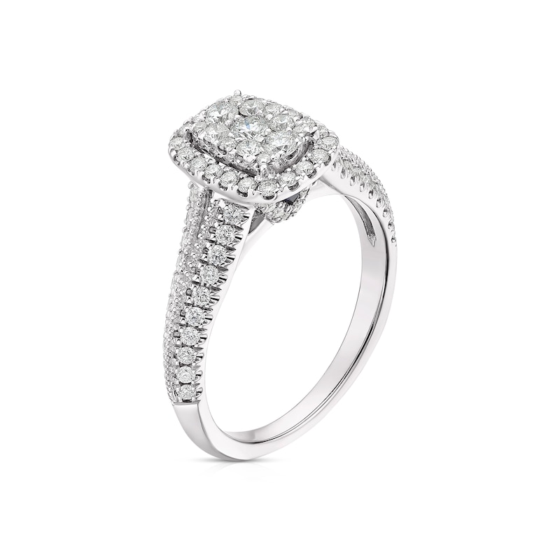 Vera Wang 18ct White Gold 0.69ct Total Diamond Cluster Halo Ring