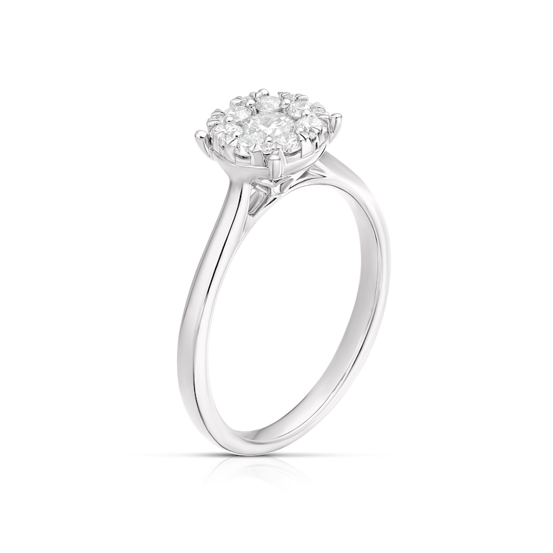 Main Image 2 of 18ct White Gold 0.50ct Diamond Round Halo Cluster Ring