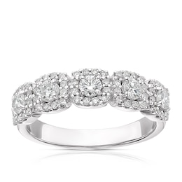 18ct White Gold 0.75ct Diamond Cushion Shape Halo Eternity Ring