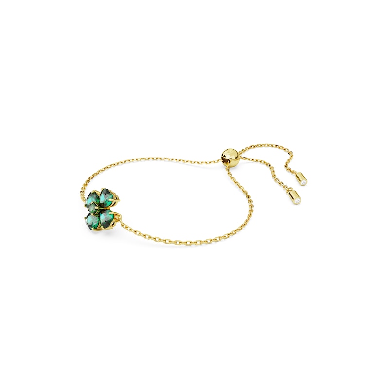 Main Image 2 of Swarovski Idyllia Gold Tone & Green Crystal Clover Bracelet