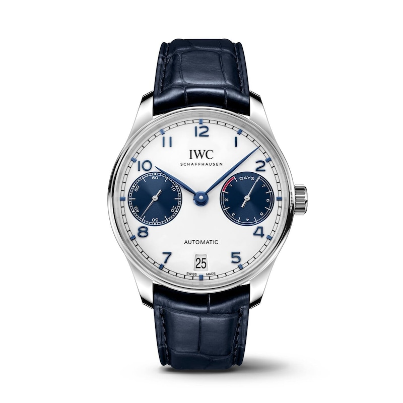 Main Image 1 of IWC Portugieser Men's White Dial & Blue Alligator Leather Strap Watch