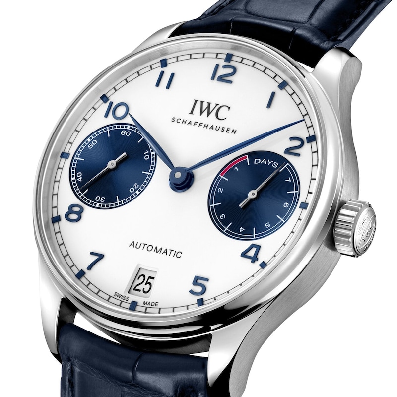 Main Image 3 of IWC Portugieser Men's White Dial & Blue Alligator Leather Strap Watch