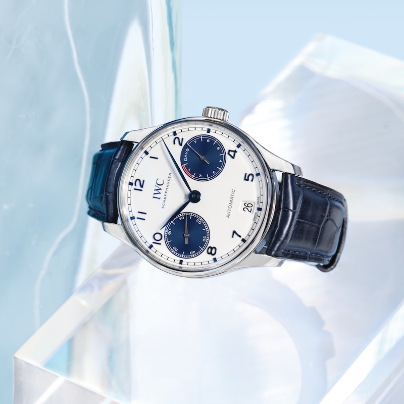 Main Image 7 of IWC Portugieser Men's White Dial & Blue Alligator Leather Strap Watch