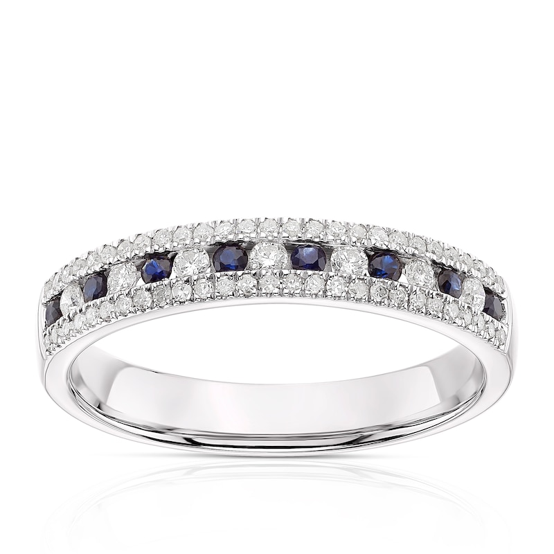9ct White Gold Sapphire 0.25ct Diamond Channel Set Eternity Ring ...