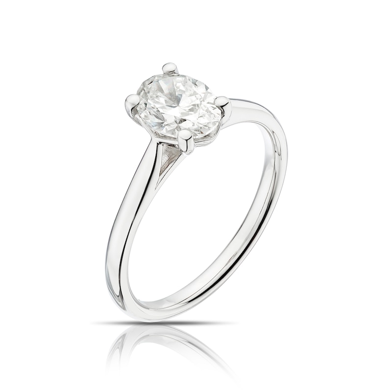 Main Image 2 of Platinum 1ct Diamond Oval Cut Solitaire Ring