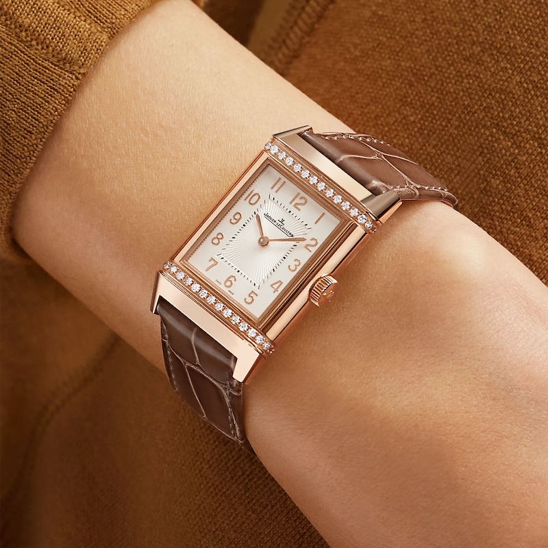 Jaeger-LeCoultre Reverso Classic Ladies' Diamond & 18ct Rose Gold Leather Watch