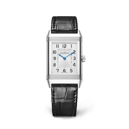 Jaeger-LeCoultre Reverso Classic Ladies' Silver Dial & Black Alligator Leather Watch