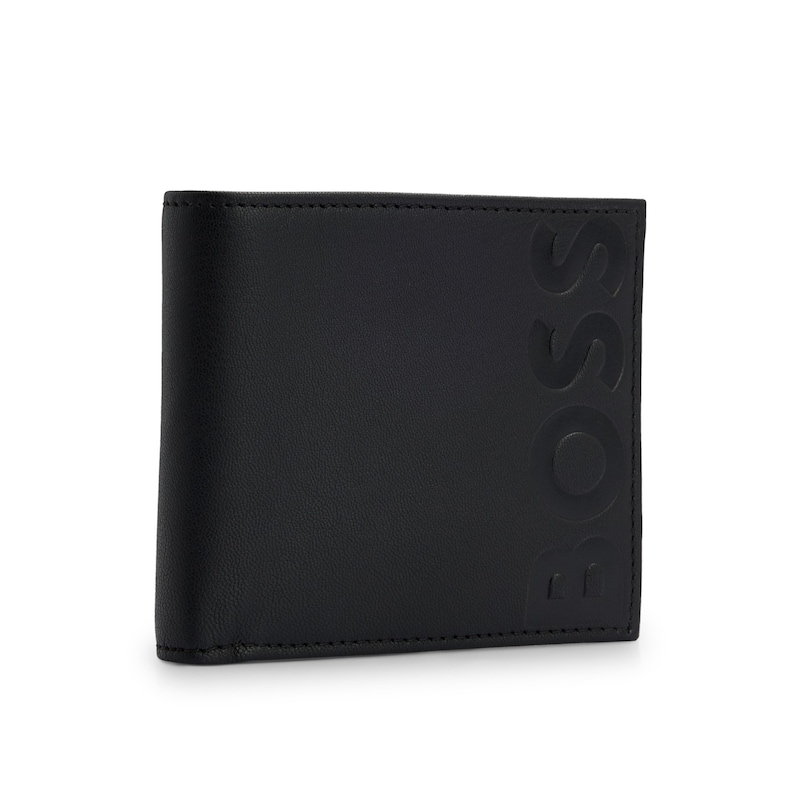 Main Image 2 of BOSS Embossed-Logo Black Grained Leather Wallet