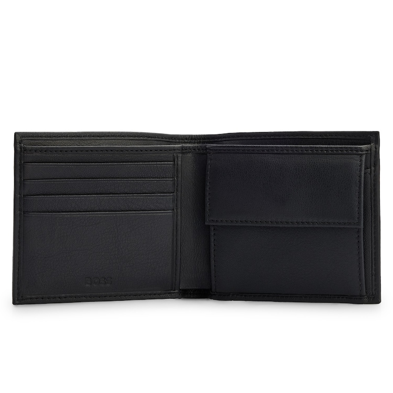 Main Image 3 of BOSS Embossed-Logo Black Grained Leather Wallet