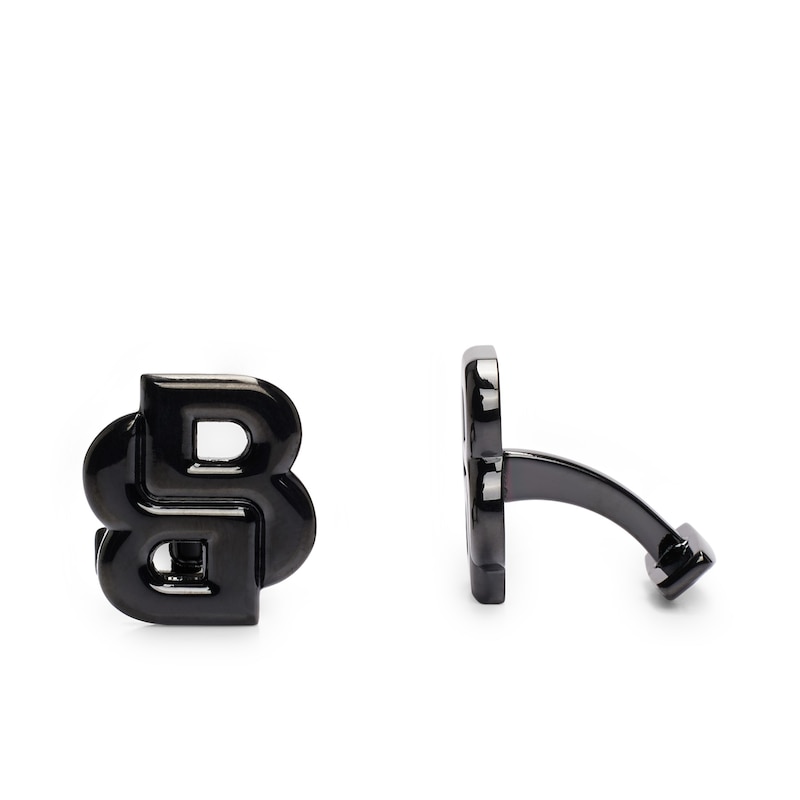 Main Image 1 of BOSS Black-Plated Brass Double-Monogram Head Cufflinks