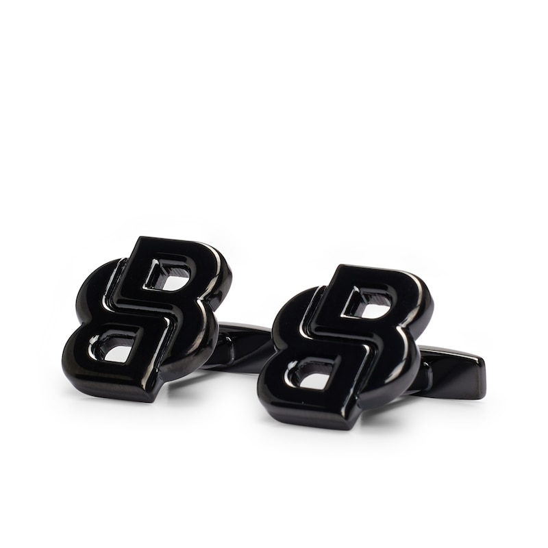 Main Image 2 of BOSS Black-Plated Brass Double-Monogram Head Cufflinks