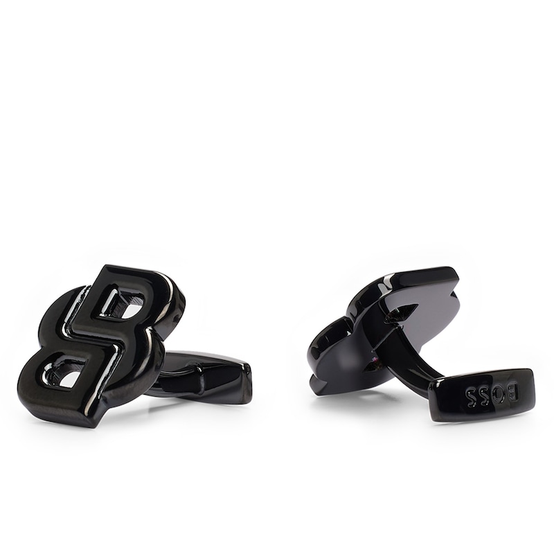 Main Image 3 of BOSS Black-Plated Brass Double-Monogram Head Cufflinks