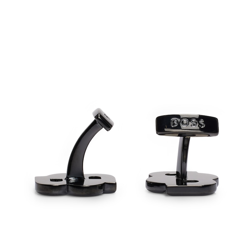 Main Image 4 of BOSS Black-Plated Brass Double-Monogram Head Cufflinks