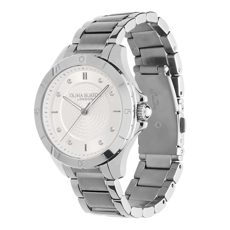 Olivia Burton Sports Luxe Guilloche Ladies' White Dial & Stainless Steel Watch