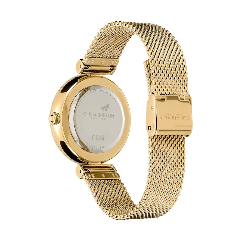 Olivia Burton Signature Minima Bee T-Bar Gold-Tone Stainless Steel Mesh Watch