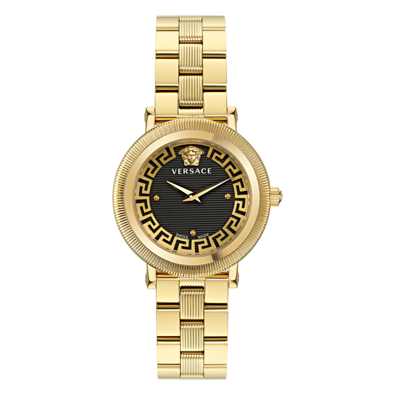 Main Image 1 of Versace Greca Flourish Black Dial & Gold Tone Bracelet Watch