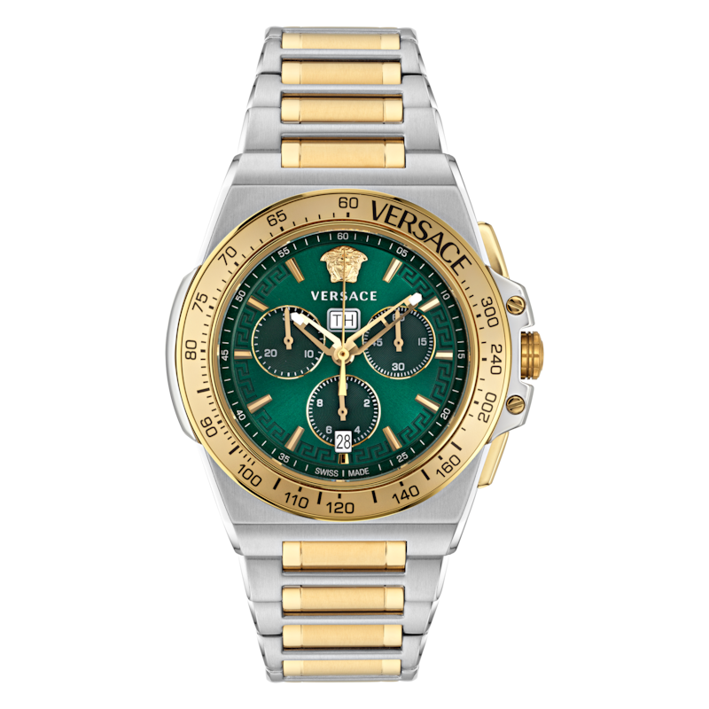 Versace Greca Green Dial & Two-Tone Bracelet Watch