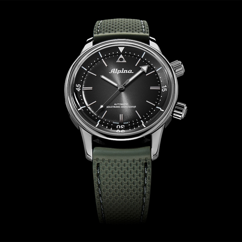 Main Image 5 of Alpina Seastrong Men's Green Leather Strap Watch