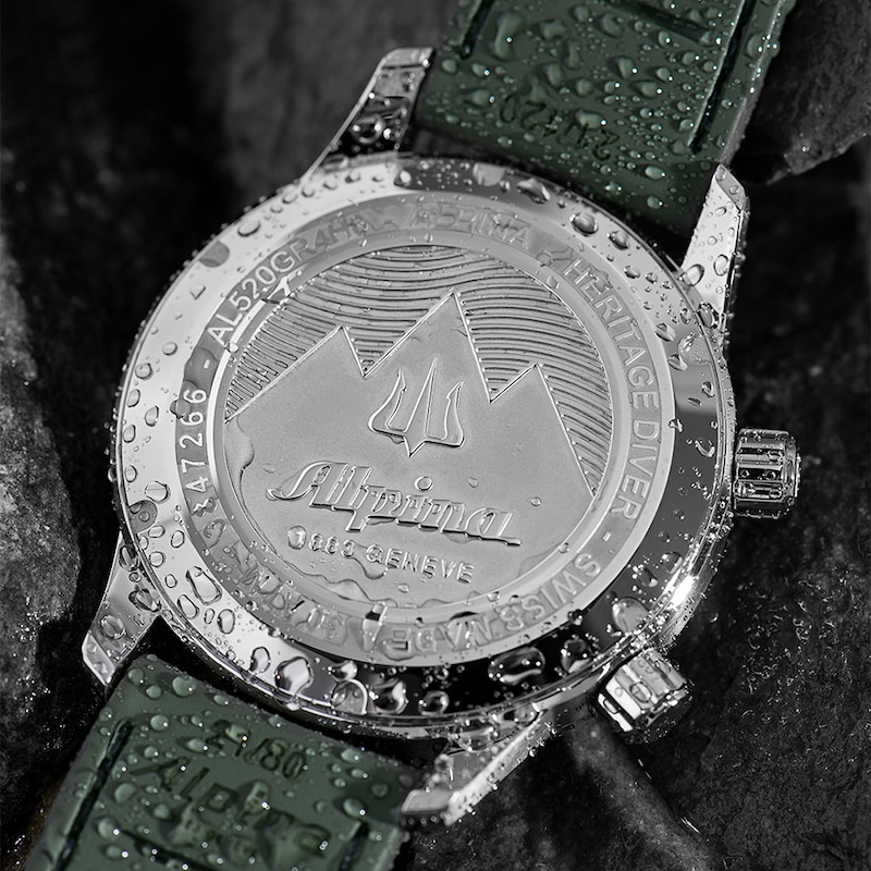 Main Image 7 of Alpina Seastrong Men's Green Leather Strap Watch