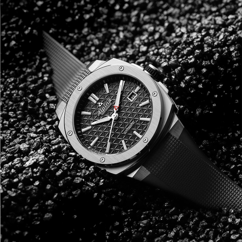 Main Image 5 of Alpina Alpiner Men's Steel Case & Black Rubber Strap Watch