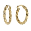 Thumbnail Image 1 of 9ct Yellow Gold Diamond Cut Twist 15mm Hoop Earrings