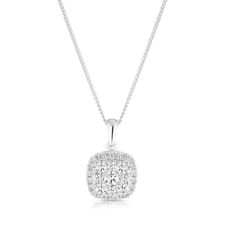 Platinum 0.50ct Diamond Total Cushion Cluster Pendant Necklace | Ernest ...