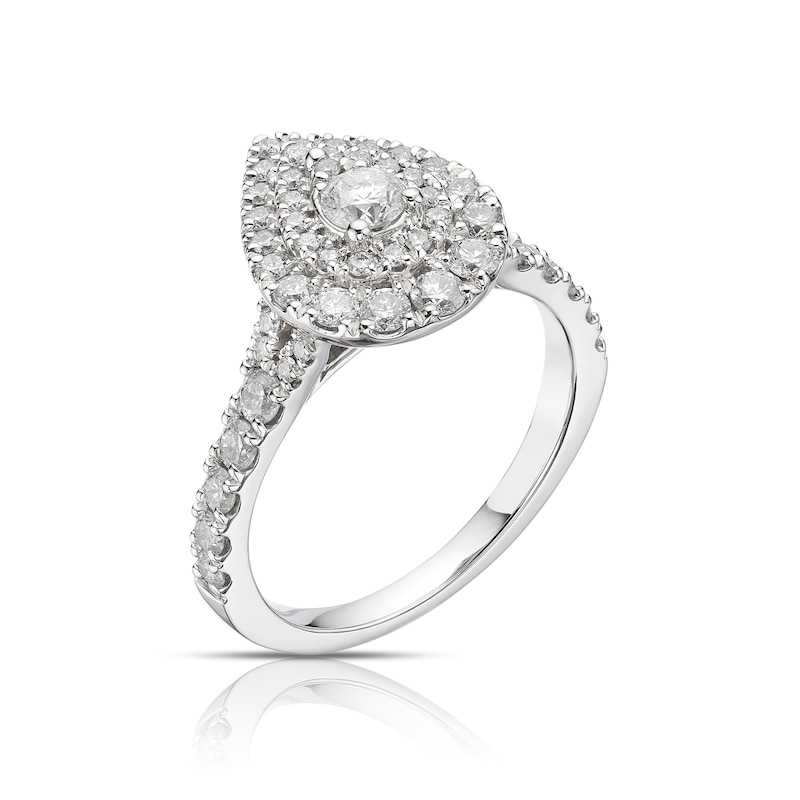 Main Image 2 of Platinum 1ct Diamond Pear Shaped Double Halo Ring