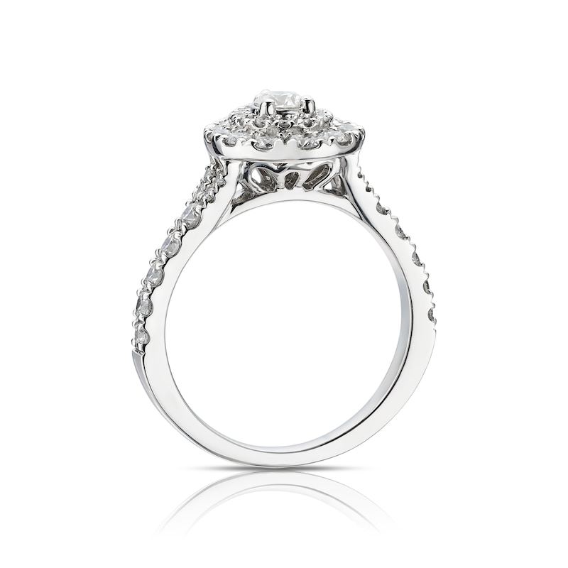 Main Image 3 of Platinum 1ct Diamond Pear Shaped Double Halo Ring