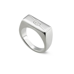 Gucci Tag Sterling Silver Interlocking Logo Ring (Size M-N)