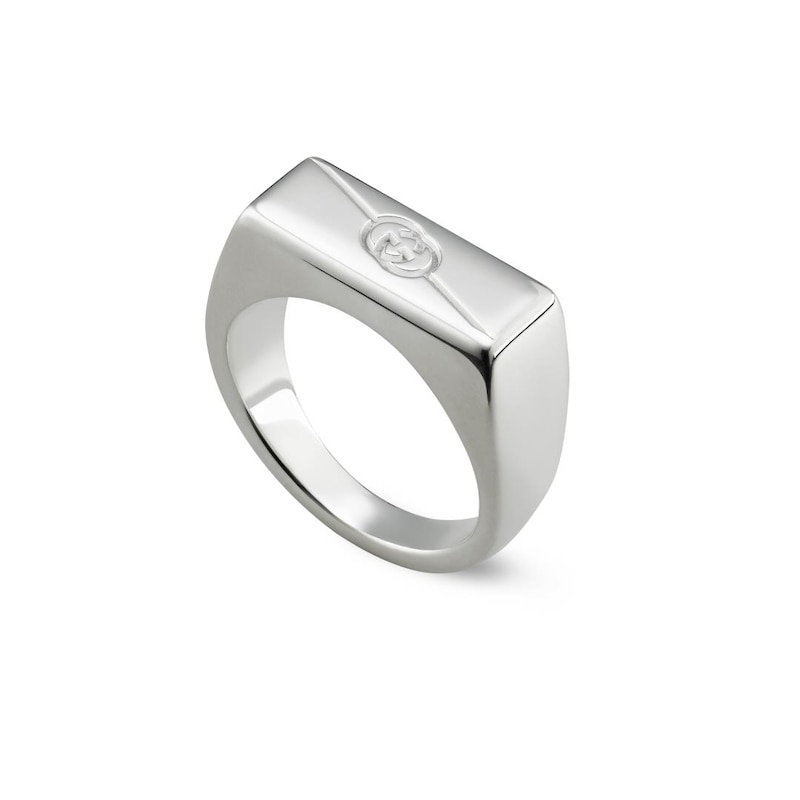 Gucci Tag Sterling Silver Interlocking Logo Ring (Size N-O)
