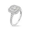 Thumbnail Image 2 of 18ct White Gold 1ct Diamond Emerald Shape Double Halo Ring