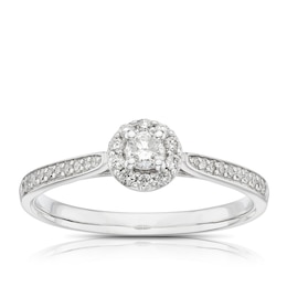 9ct White Gold 0.25ct Diamond Round Halo Ring