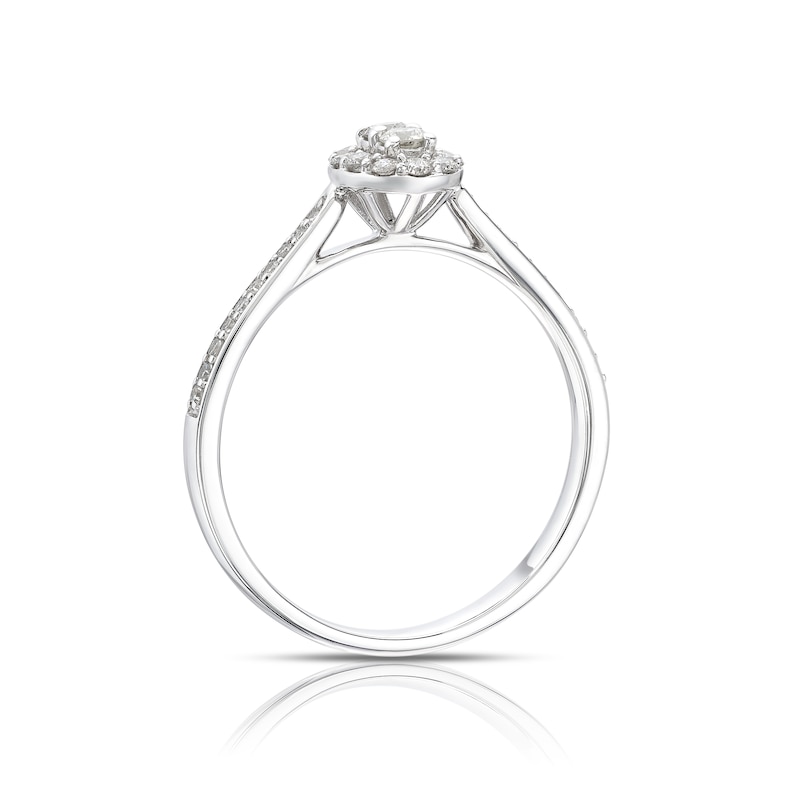 9ct White Gold 0.25ct Diamond Oval Shape Halo Ring