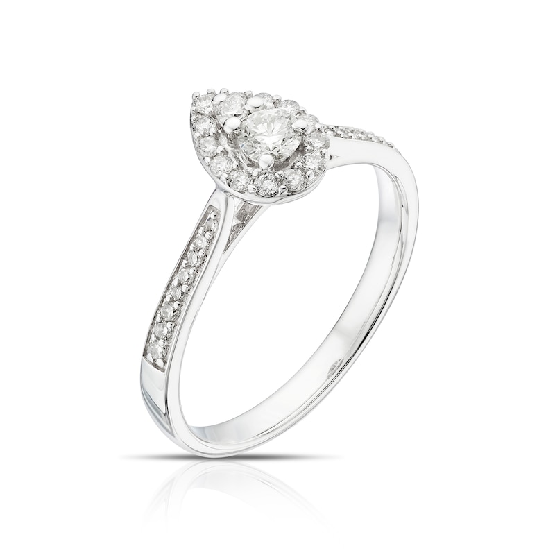 9ct White Gold 0.33ct Diamond Pear Shape Halo Ring