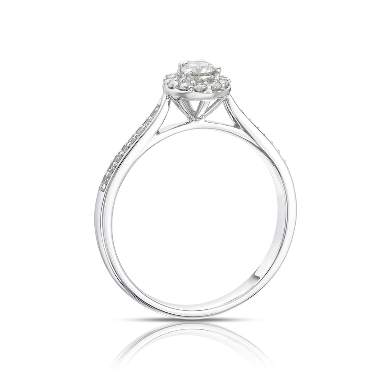 9ct White Gold 0.33ct Diamond Pear Shape Halo Ring