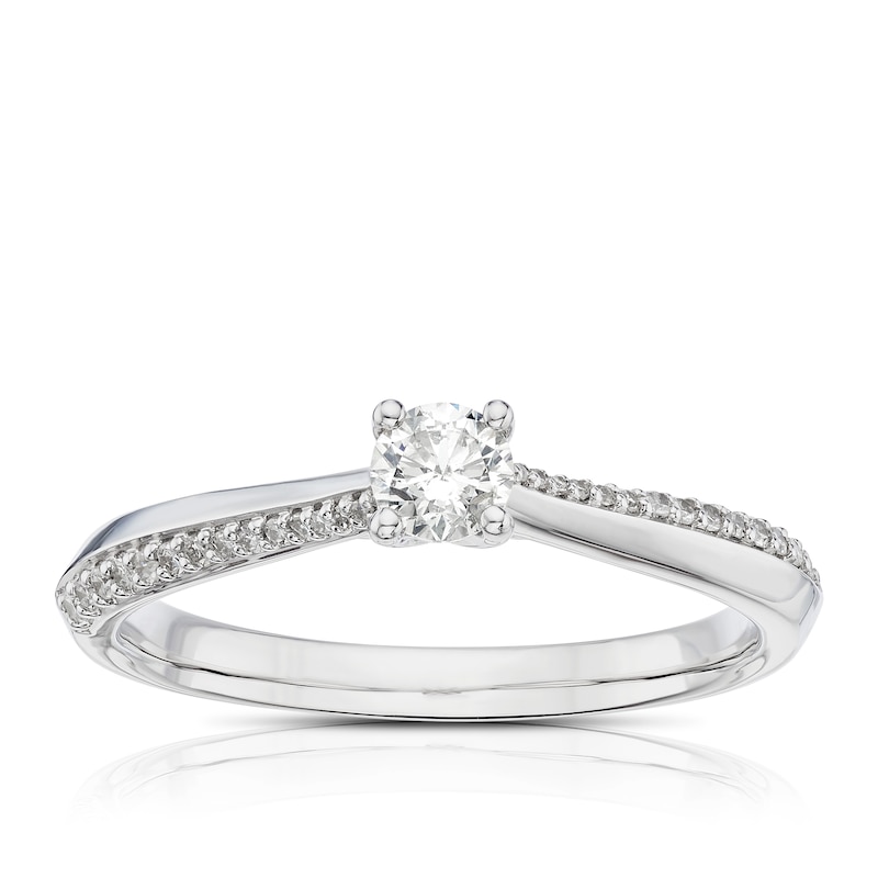 9ct White Gold 0.25ct Diamond Shoulder Detail Solitaire Ring