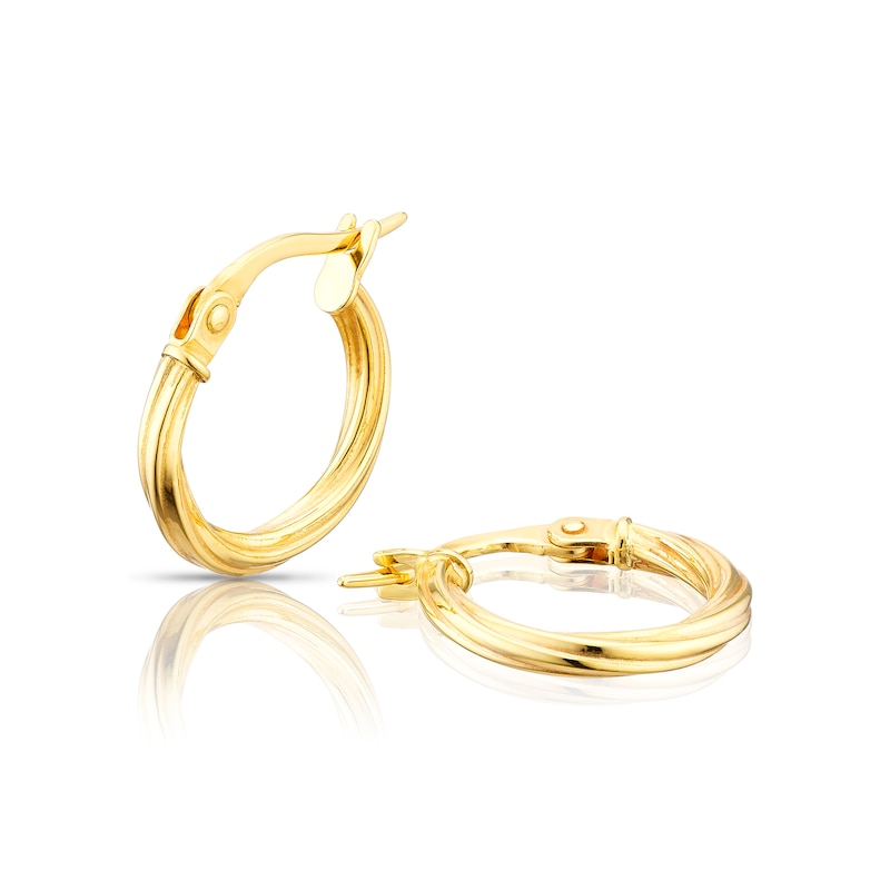 Main Image 1 of 9ct Yellow Gold 10mm Twist Creole Hoop Earrings