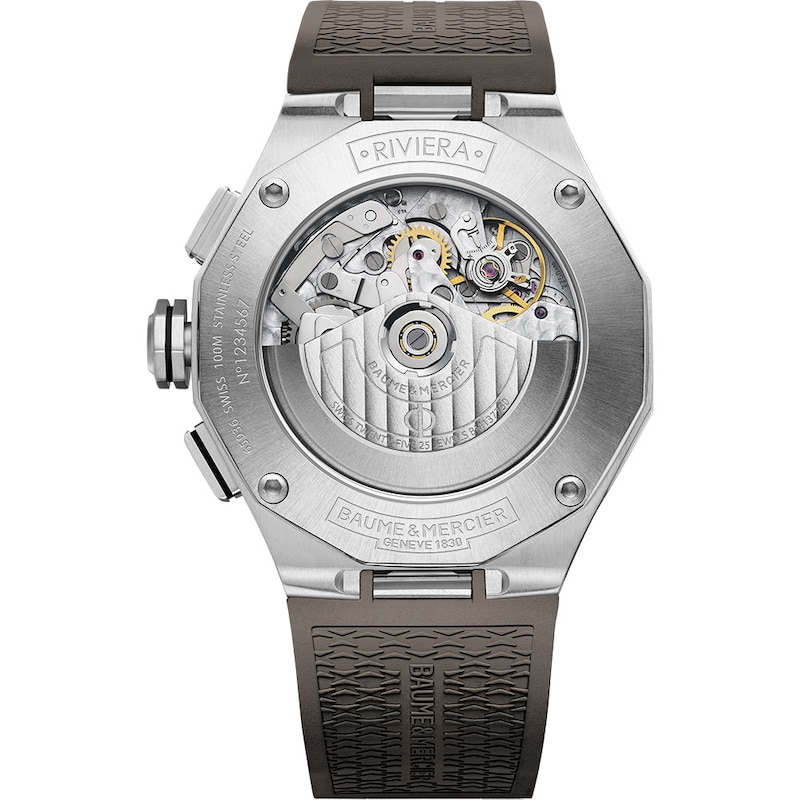 Baume & Mercier Riviera Men's Textured Grey Rubber Strap Watch