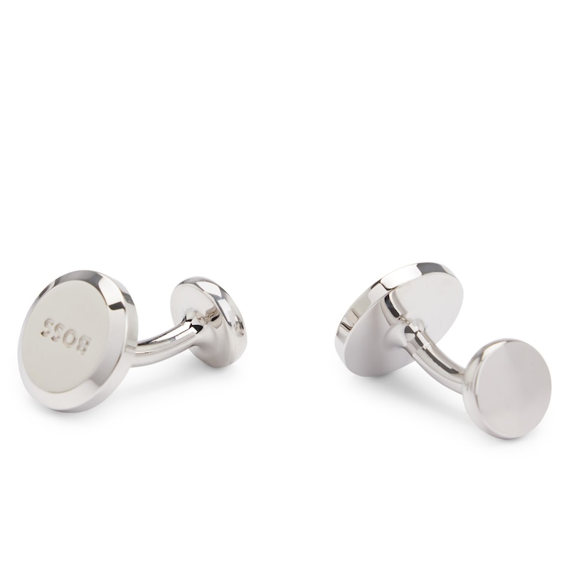 Main Image 1 of BOSS B-Logo Round Polished Silver Tone Cufflinks