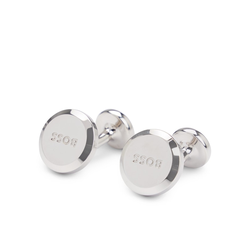 Main Image 2 of BOSS B-Logo Round Polished Silver Tone Cufflinks