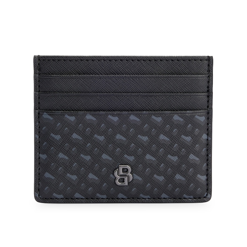 Main Image 1 of BOSS Monogram Double B Trim Leather Card Holder