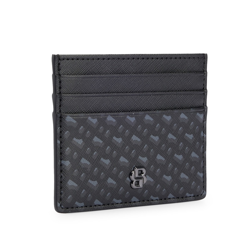 Main Image 2 of BOSS Monogram Double B Trim Leather Card Holder