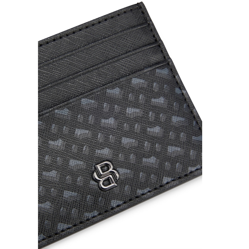 Main Image 3 of BOSS Monogram Double B Trim Leather Card Holder