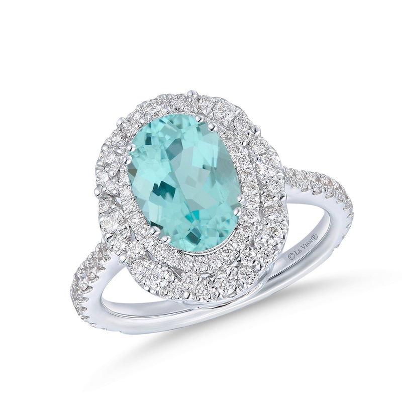 Main Image 1 of Le Vian Couture 18ct White Gold 0.79ct Diamond & Blue Tourmaline Halo Ring