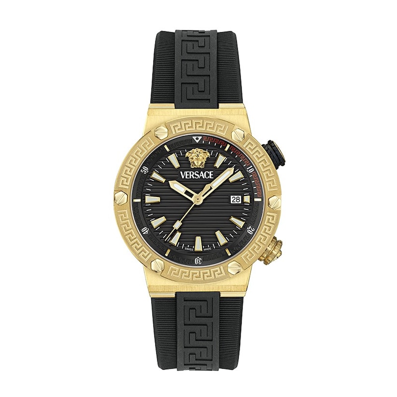 Main Image 1 of Versace Logo Diver Men's Black PU Leather Strap Watch